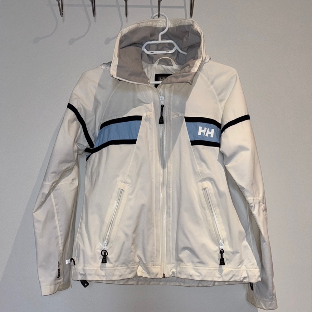 Helly Hansen White & Light Blue Waterproof Jacket
